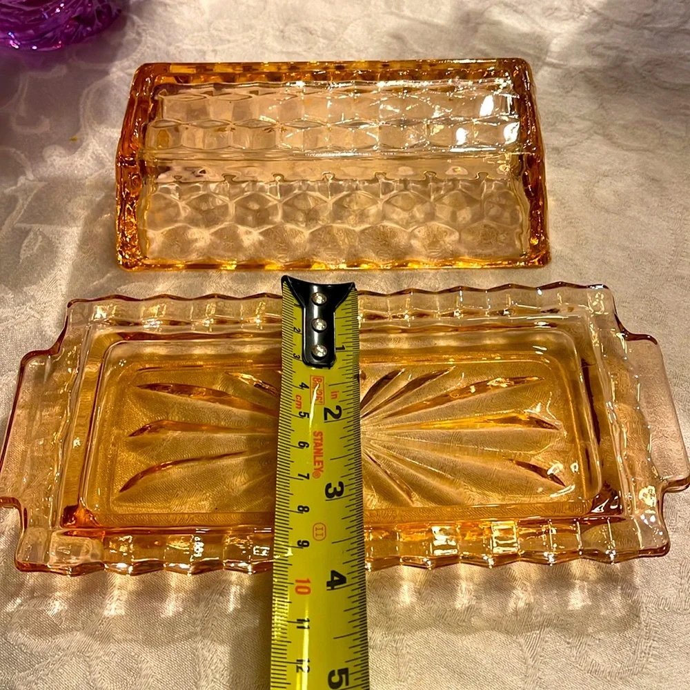 Vintage pink Glass Butter Dish with cover
